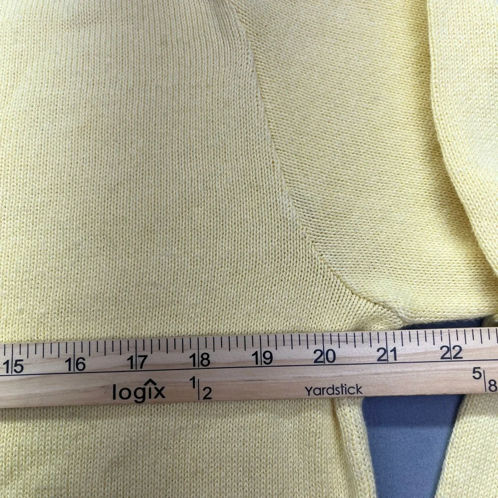 VTG Pinnacle Cotton V-Neck Sweater‎ Classic Knitwear Soft Yellow Pullover Sz M
